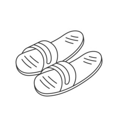 Slippers shoe. Flip flops. Line icon. Editable stroke.