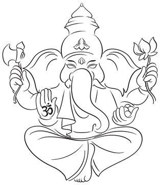 Indian elephant god on white background