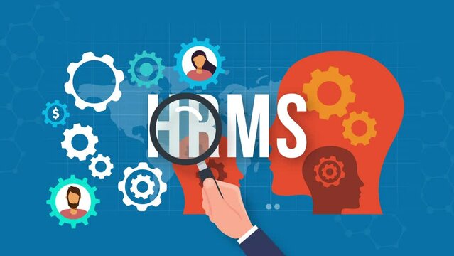 HRMS concept animation.gears and head thinking.4K motion animation