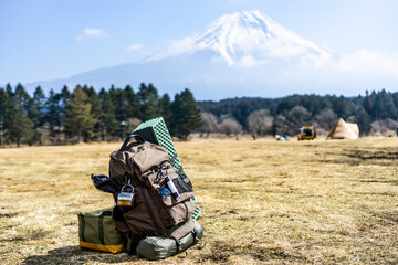富士山の見えるキャンプ場でバックパックキャンプ