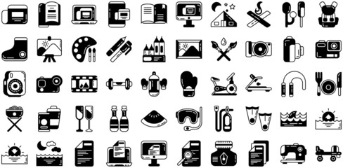 hobbies and free time icon set