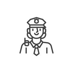Police woman line icon