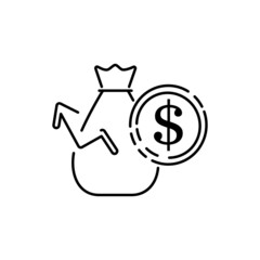 Premium moneybag icon or logo in line style. High quality sign and symbol on a white background. Vector outline pictogram for infographic, web design and app development. Sack and finance
