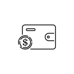 Wallet Line Icon. Money and dollar sign with finance or economy vector