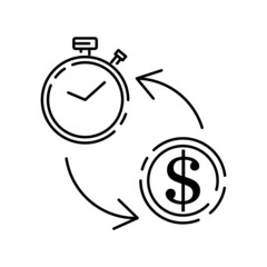 easy instant credit, loan payment, fast money icon, finance thin line symbol for web and time or clock on white background - editable stroke vector illustration eps 10