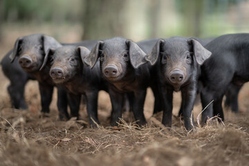 Litter of Large Black piglets
