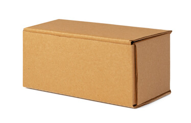 Brown cardboard box isolated on white background