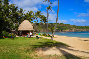 Traditionnal Hale in the Hanauma Bay Nature Preserve on O'ahu island in Hawaii, United States