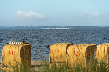 Obraz premium Stimmung mit Strandkörben in Timmendorf Strand, Insel Poel, Mecklenburg-Vorpommern
