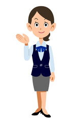 制服着用の女性会社員が案内する
