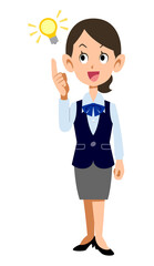 制服着用の女性会社員がアイデアを閃く
