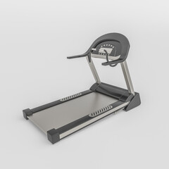 3d render illustration of treadmill. Modern trendy design. Black and silver colors.