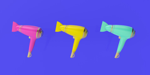 3d render illustration of 
hair dryer. Modern trendy design. 