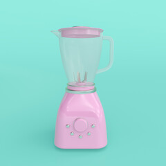 3d render illustration of stationary blender. Modern trendy design. Pink and green colors.