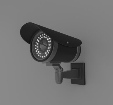 3d render illustration of outdoor video surveillance camera. Modern trendy design. White and gray colors.
