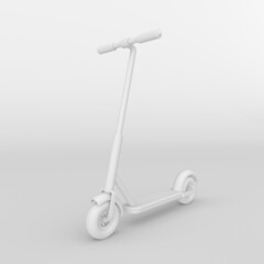 3d render illustration of electric scooter. Modern trendy. White and gray colors. 