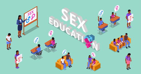 Obraz na płótnie Canvas Sex Education Isometric Set