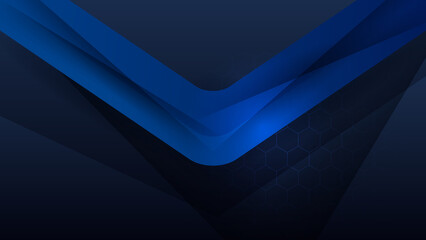 Modern shiny realistic dark blue black with shadow abstract design presentation background. Technology network vector illustration for banner, cover, web, flyer, card, poster, texture, slide, magazine