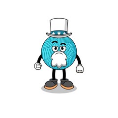 Illustration of yarn ball cartoon with i want you gesture