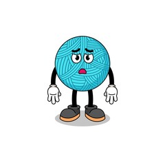 yarn ball cartoon illustration with sad face