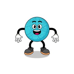 yarn ball cartoon with surprised gesture