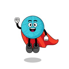 yarn ball cartoon with flying superhero