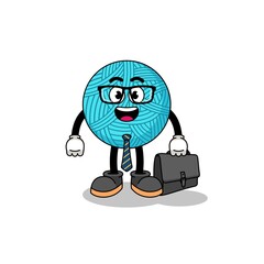yarn ball mascot as a businessman