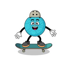 yarn ball mascot playing a skateboard