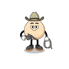 Character mascot of meat bun as a cowboy