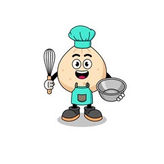 Illustration of meat bun as a bakery chef