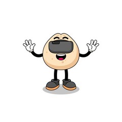 Illustration of meat bun with a vr headset