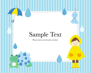 雨の日のフレームデザインイラスト（ストライプ）