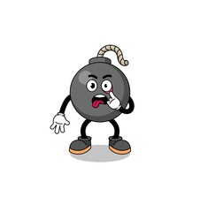 Character Illustration of bomb with tongue sticking out