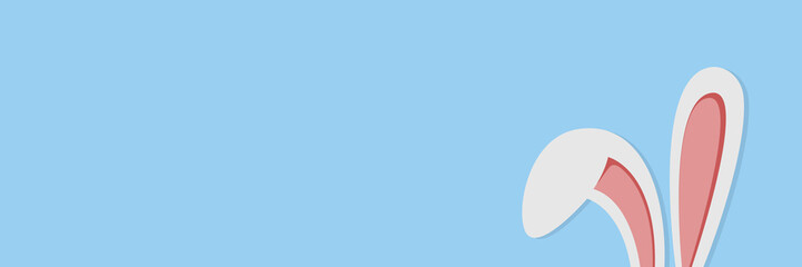 White rabbit ear on pastel blue background. Easter day. Vector illustrator
