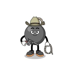 Character mascot of bomb as a cowboy
