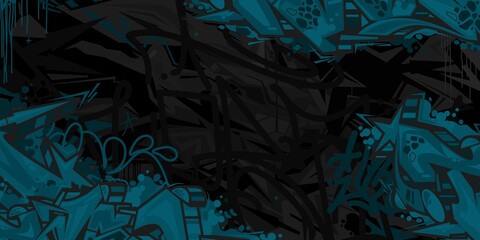 Dark Urban Street Art Colorful Abstract Graffiti Style Vector Background Template