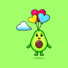 Cute cartoon Avocado mascot is skydiving with balloon and happy gesture cute modern style design 