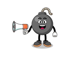 bomb cartoon illustration holding megaphone