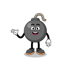 bomb cartoon with welcome pose