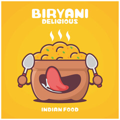 Biryani rice cartoon. indian food vector illustration