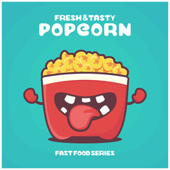 popcorn cartoon. fast food illustration