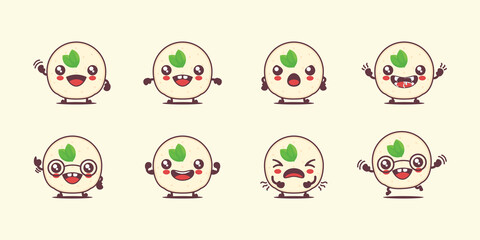 idli sambar cartoon. indian food vector illustration. with different faces and expressions