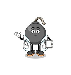 Cartoon mascot of bomb doctor