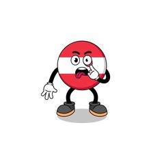 Character Illustration of austria flag with tongue sticking out
