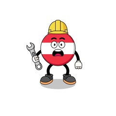 Character Illustration of austria flag with 404 error