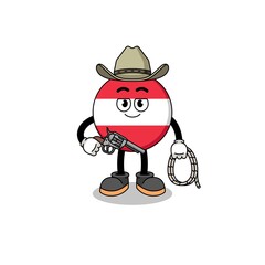 Character mascot of austria flag as a cowboy