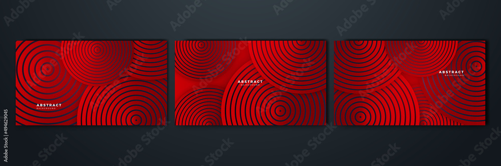 Poster abstract red vector background with stripes dots circles waves
