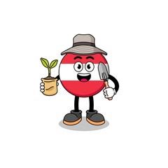 Illustration of austria flag cartoon holding a plant seed