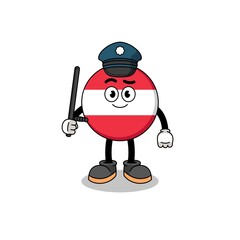 Cartoon Illustration of austria flag police