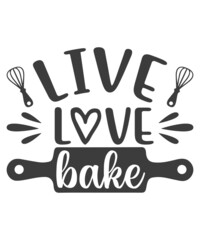 Vector hand drawn motivational and inspirational quote - Live love bake. Bakery concept poster